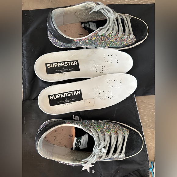 Golden Goose Superstar Sneaker Multi Glitter Metallic Turquoise Blue Star 37 - Picture 6 of 16